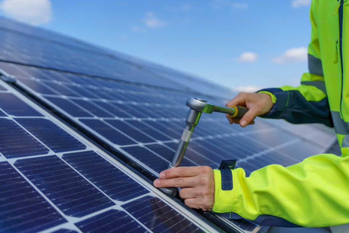 Solar panel installation in progress