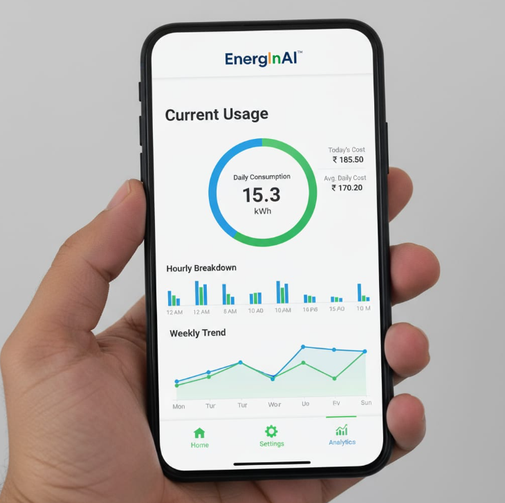 The EnergInAI mobile application dashboard